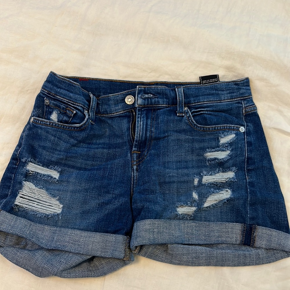 7 for All Mankind mid roll denim shorts